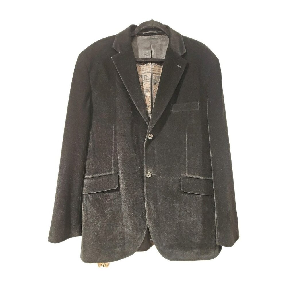 7 Diamonds Men Velvet Coat Jacket Black 2XL Black Tie Event Formal Stylish Glam